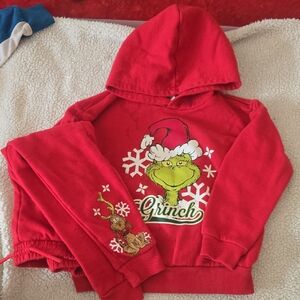 Grinch 5T Red Kids Hoodie and Pants Set